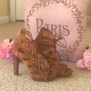 Michael Kors Sofia Platform Luggage in Tan